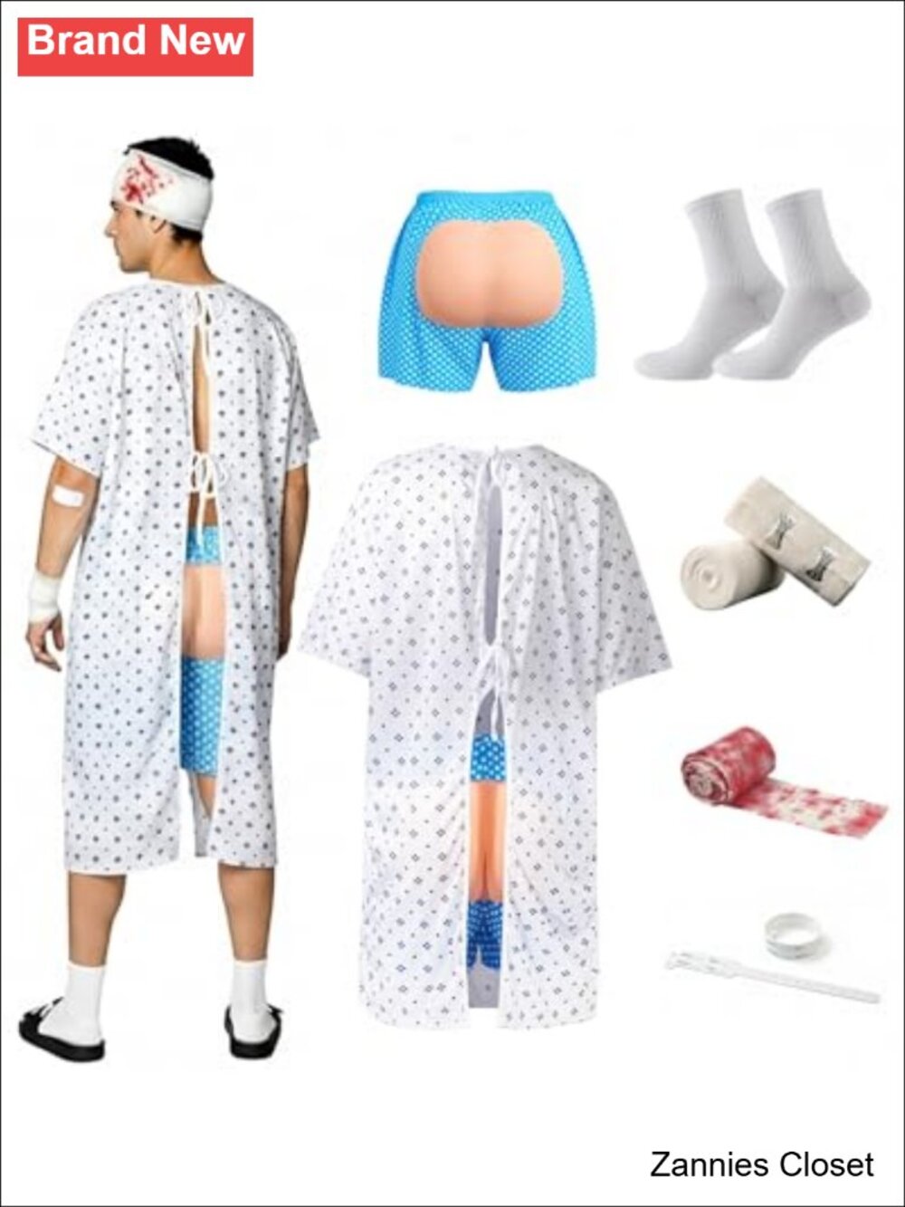 👻 Funny Halloween Costume 6Pc Patient Cosplay Set